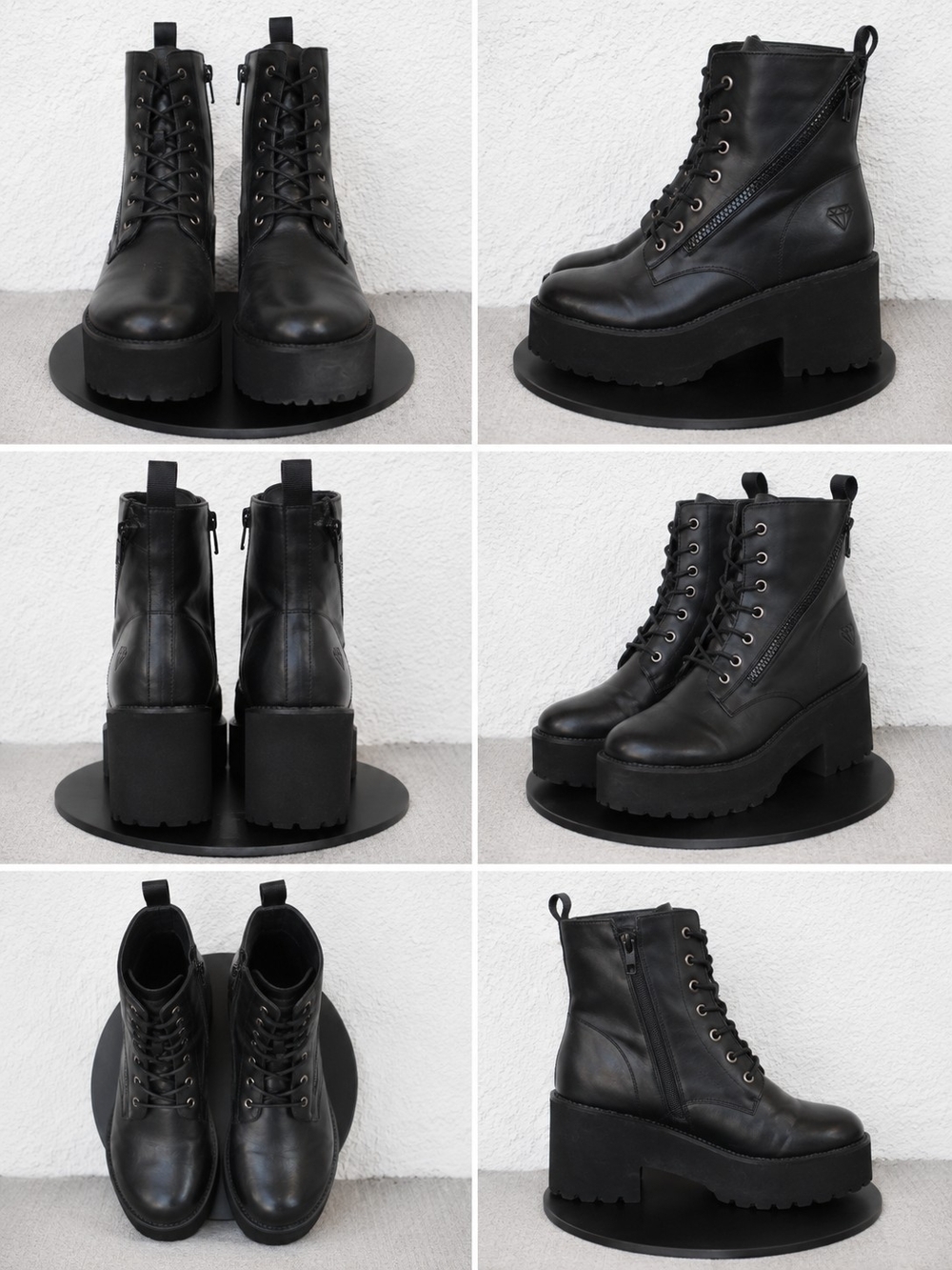 Women’s Black Platform Lace-Up Ankle Boots - Unbranded